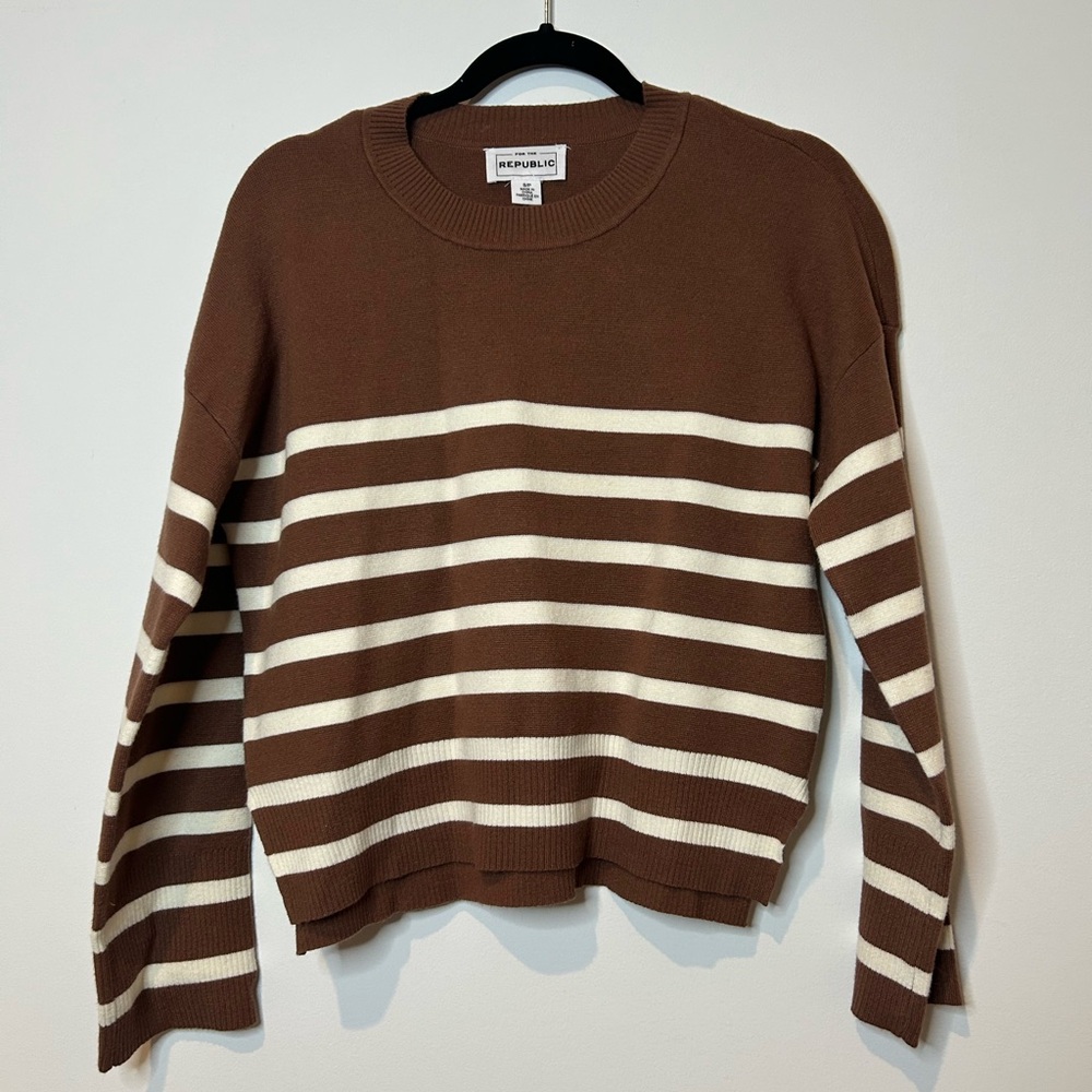 For The Republic Chocolate and Cream Striped Sweater